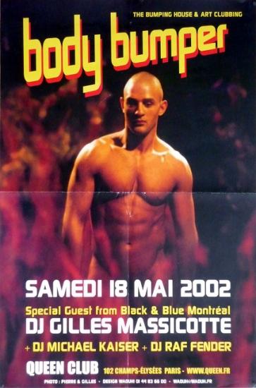 2002 affiche de la soirée 'Body bumper' Queen Club, Paris 40x60 cm
