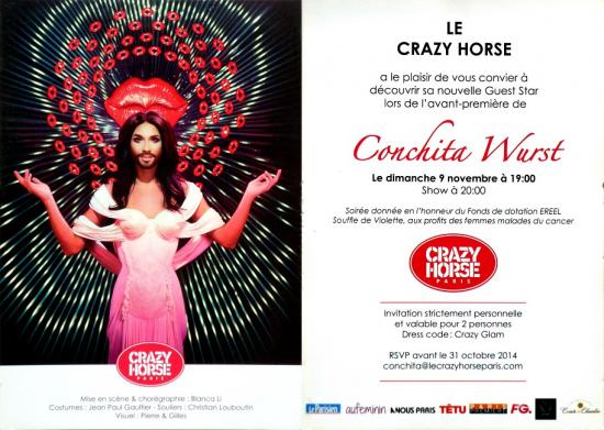 2014 cart 'Conchita Wurst au Crazy Horse, Paris